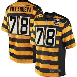 Youth Nike Pittsburgh Steelers #78 Alejandro Villanueva Limited Yellow Black Alternate 80TH Anniversary Throwback NFL Jersey