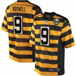 Youth Nike Pittsburgh Steelers #9 Chris Boswell Elite Yellow Black Alternate 80TH Anniversary Throwback NFL Jersey