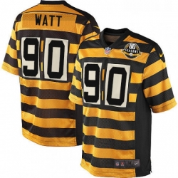 Youth Nike Pittsburgh Steelers 90 T J Watt Limited YellowBlack Alternate 80TH Anniversary Throwback NFL Jersey