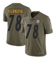 Youth Nike Steelers #78 Alejandro Villanueva Olive Stitched NFL Limited 2017 Salute to Service Jersey