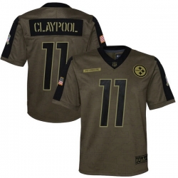 Youth Pittsburgh Steelers Chase Claypool Nike Olive 2021 Salute To Service Game Jersey