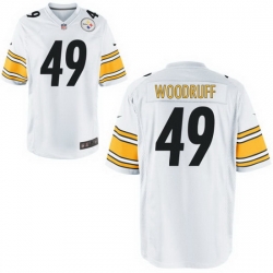 Youth Steelers #49 Dwayne Woodruff White Game Stitched NFL Jersey