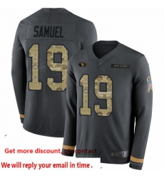 49ers 19 Deebo Samuel Anthracite Salute to Service Men Stitched Football Limited Therma Long Sleeve Jersey