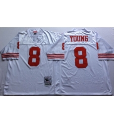 49ers 8 Steve Young White Throwback Jersey