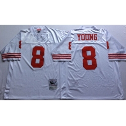 49ers 8 Steve Young White Throwback Jersey
