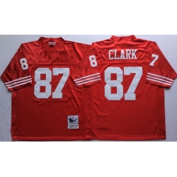 49ers 87 Dwight Clark Red Throwback Jersey