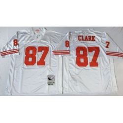 49ers 87 Dwight Clark White Throwback Jersey