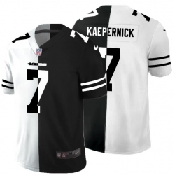 Men 49ers 7 Colin Kaepernick Black and White Splite Fashion Vapor Limited Jersey