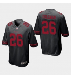 Men Nike 49ers #26 Tevin Coleman Black Game Jersey