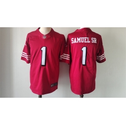 Men San Francisco 49ers 1 Deebo Samuel New Red Vapor Untouchable Limited Stitched Football Jersey