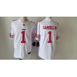 Men San Francisco 49ers 1 Deebo Samuel White Vapor Untouchable Limited Stitched Football Jersey