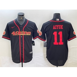Men San Francisco 49ers 11 Brandon Aiyuk Black With Patch Cool Base Stitched Baseball Jersey