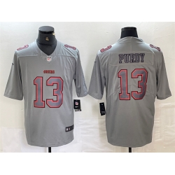 Men San Francisco 49ers 13 Brock Purdy Grey Atmosphere Fashion Stitched Jersey