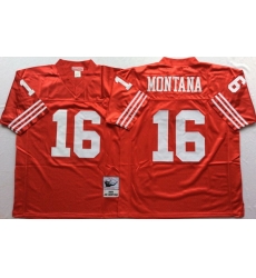 Men San Francisco 49ers 16 Joe Montana Red M&N Throwback Jersey