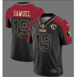 Men San Francisco 49ers 19 Deebo Samuel Balck Red With 75th Anniversary Patch Stitched Football Jersey