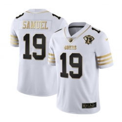 Men San Francisco 49ers 19 Deebo Samuel White Gold With 75th Patch Stitched Jersey