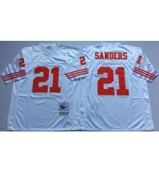 Men San Francisco 49ers 21 Deion Sanders White M&N Throwback Jersey