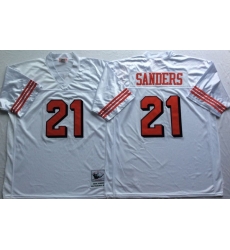 Men San Francisco 49ers 21 Deion Sanders White Vintage M&N Jersey