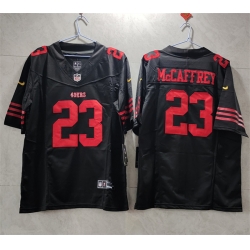 Men San Francisco 49ers 23 Christian McCaffrey Black 2023 F U S E  Vapor Untouchable Limited Stitched Football Jersey