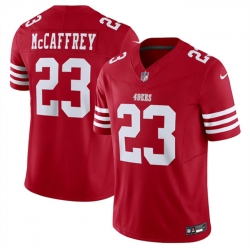 Men San Francisco 49ers 23 Christian McCaffrey Red 2023 F U S E  Vapor Untouchable Limited Stitched Football Jersey