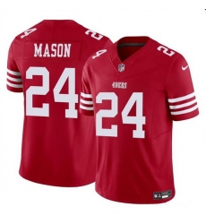 Men San Francisco 49ers 24 Jordan Mason Red 2023 F U S E  Stitched Football Jersey