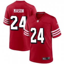 Men San Francisco 49ers 24 Jordan Mason Red Stitched Game Football Jersey