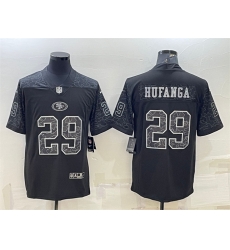 Men San Francisco 49ers 29 Talanoa Hufanga Black Reflective Limited Stitched Football Jersey