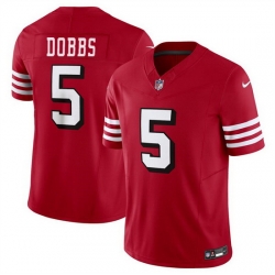Men San Francisco 49ers 5 Josh Dobbs New Red 2024 F U S E Vapor Untouchable Limited Stitched Football Jersey