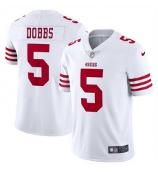 Men San Francisco 49ers 5 Josh Dobbs White Vapor Untouchable Limited Stitched Football Jersey