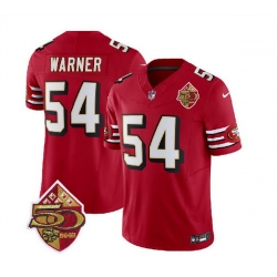 Men San Francisco 49ers 54 Fred Warner Red 2023 F U S E  50th Patch Throwback Stitched Football Jersey