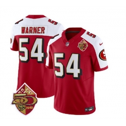 Men San Francisco 49ers 54 Fred Warner Red White 2023 F U S E  50th Patch Vapor Limited Stitched Football Jersey