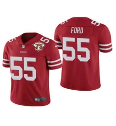 Men San Francisco 49ers 55 Dee Ford Red 75th Anniversary Patch 2021 Vapor Untouchable Stitched Nike Limited Jersey