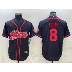 Men San Francisco 49ers 8 Steve Young Black With Patch Cool Base Stitched Baseball JerseyS