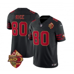 Men San Francisco 49ers 80 Jerry Rice Black 2023 F U S E  50th Patch Vapor Limited Stitched Football Jersey