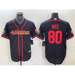 Men San Francisco 49ers 80 Jerry Rice Black With Patch Cool Base Stitched Baseball Jersey