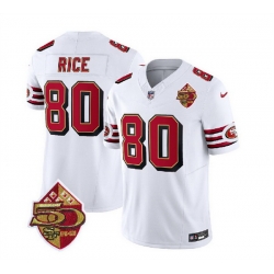 Men San Francisco 49ers 80 Jerry Rice White 2023 F U S E  50th Patch Throwback Stitched Football Jersey