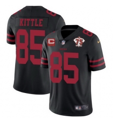 Men San Francisco 49ers 85 George Kittle 2021 Black With C Patch 75th Anniversary Vapor Untouchable Limited Stitched jersey