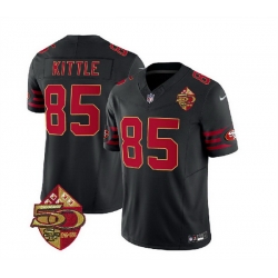 Men San Francisco 49ers 85 George Kittle Black 2023 F U S E  50th Patch Vapor Limited Stitched Football Jersey