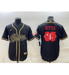 Men San Francisco 49ers 85 George Kittle Black Gold Team Big Logo With Patch Cool Base Stitched Baseball Jersey