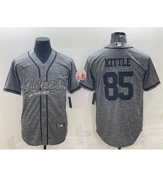 Men San Francisco 49ers 85 George Kittle Grey With Patch Cool Base Stitched Baseball Jersey