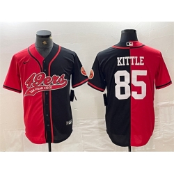 Men San Francisco 49ers 85 George Kittle Red Black Split With Patch Cool Base Stitched Baseball Jersey