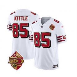 Men San Francisco 49ers 85 George Kittle White 2023 F U S E  50th Patch Vapor Untouchable Limited Stitched Football Jersey