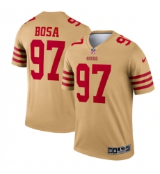 Men San Francisco 49ers 97 Nick Bosa 2022 New Gold Inverted Legend Stitched Football Jersey