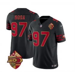 Men San Francisco 49ers 97 Nick Bosa Black 2023 F U S E  50th Patch Vapor Limited Stitched Football Jersey