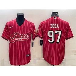 Men San Francisco 49ers 97 Nick Bosa Red With Patch Cool Base Stitched Baseball Jersey