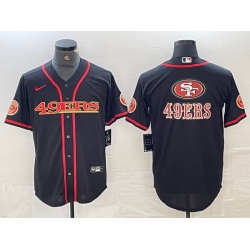 Men San Francisco 49ers Big Logo Black Red Cool Base Stitched 2023 Baseball Jersey