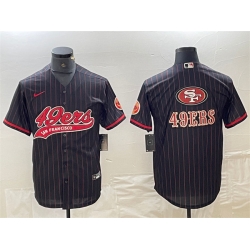 Men San Francisco 49ers Black Team Big Logo With Patch Cool Base Stitched Baseball Jerseys 1