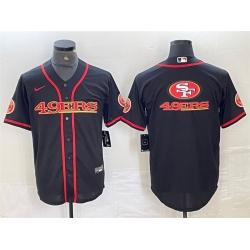 Men San Francisco 49ers Black Team Big Logo With Patch Cool Base Stitched Baseball Jerseys 1