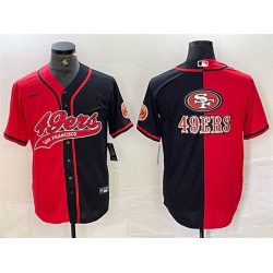 Men San Francisco 49ers Red Black Split Team Big Logo With Patch Cool Base Stitched Baseball Jersey 3