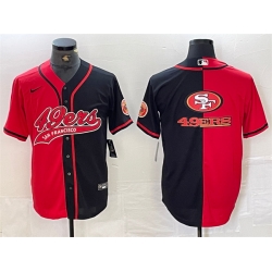 Men San Francisco 49ers Red Black Split Team Big Logo With Patch Cool Base Stitched Baseball Jerseys